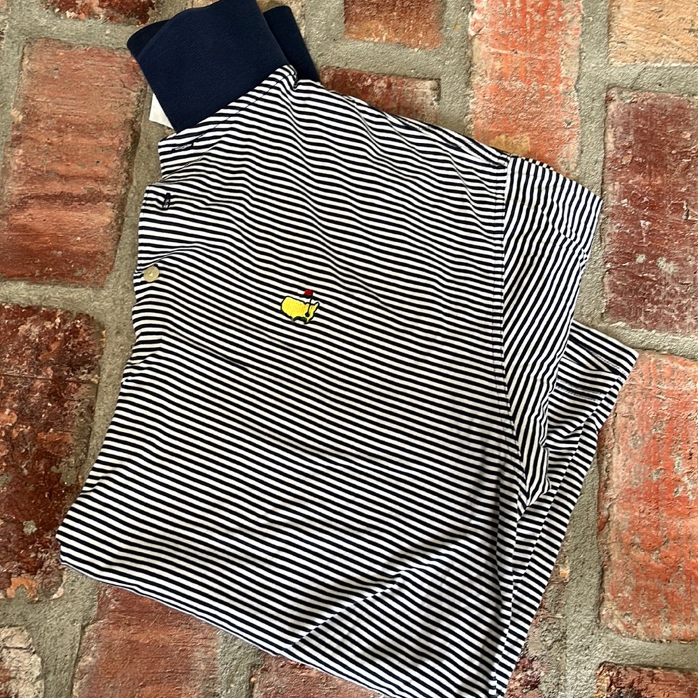 Augusta National Golf Shop Navy and White Striped Polo